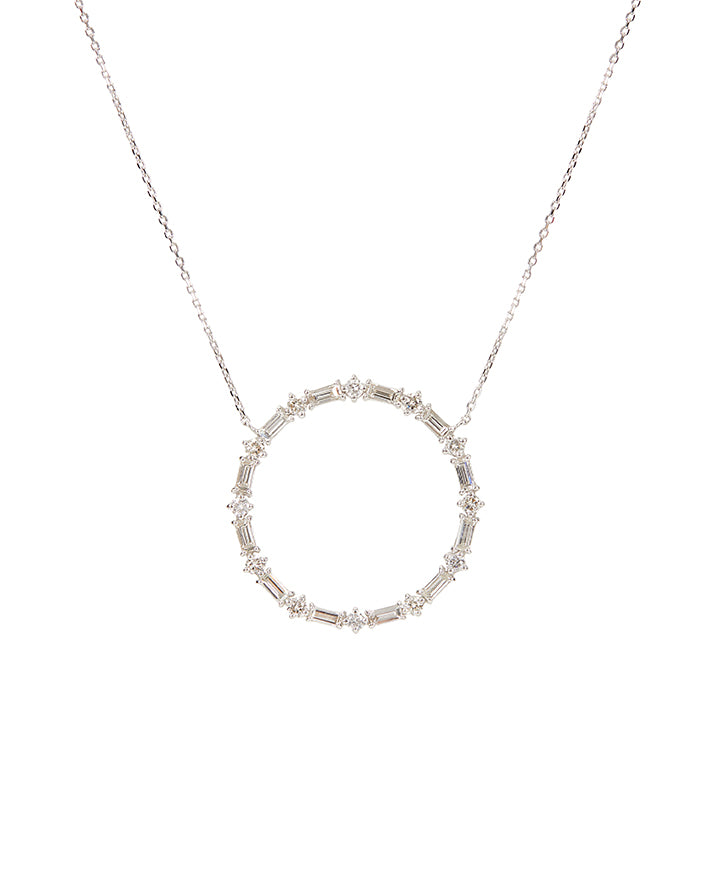 Baguette Diamond Circle Necklace
