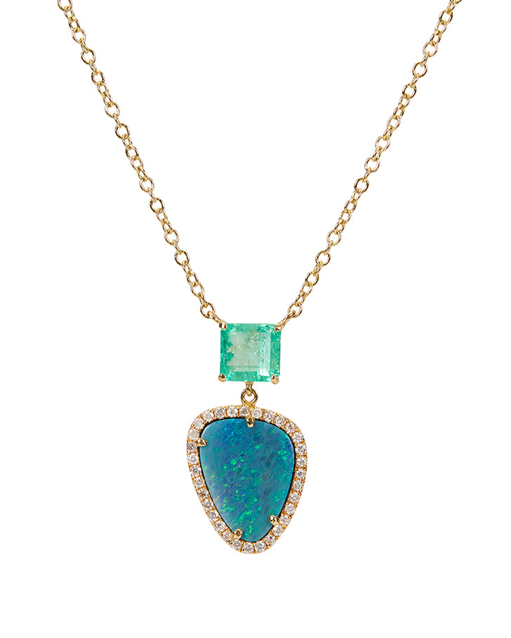 Opal Emerald Drop Necklace