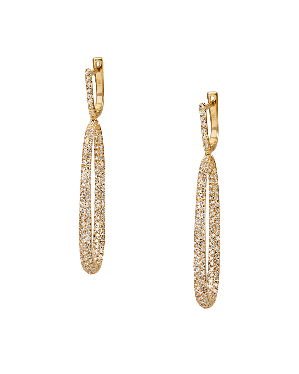 Oval Diamond Loop Earrings