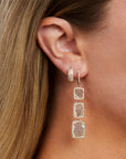 Triple Square Sliced Diamond Earrings