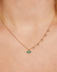 Emerald Evil Eye Droplet Necklace