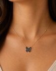Dark Diamond Butterfly Necklace
