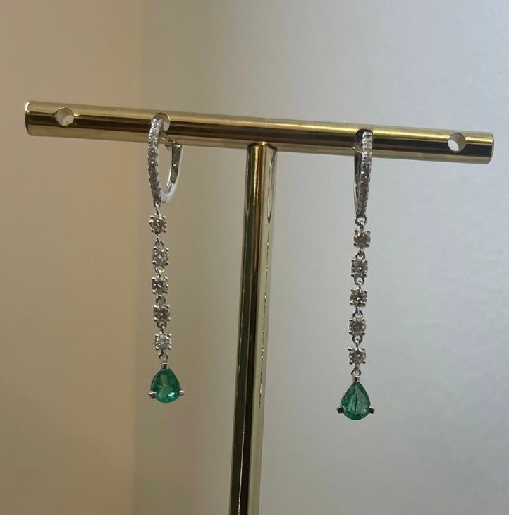 Diamond and Emerald Drop Earrings