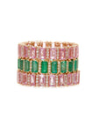 Baguette Pink Sapphire and Diamond Ring