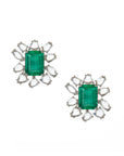 Emerald Rosecut Flower Studs