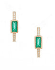 Baguette Emerald Diamond Huggies