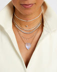 Moonstone Heart Paperclip Necklace
