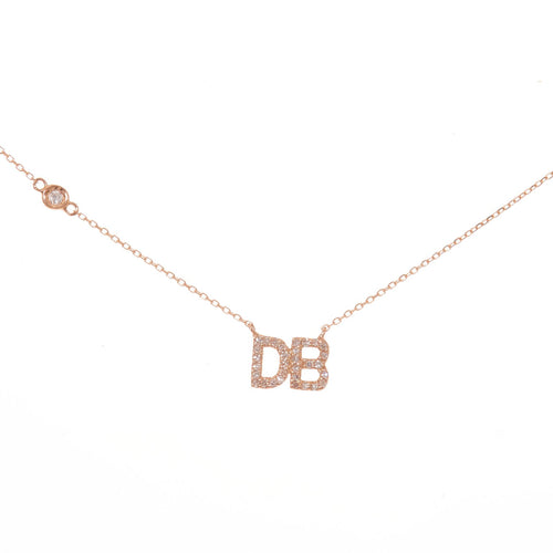 Pave Double Initial Necklace