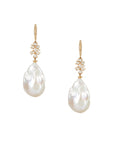 Baroque Pearl Diamond Cluster Drop Earrings