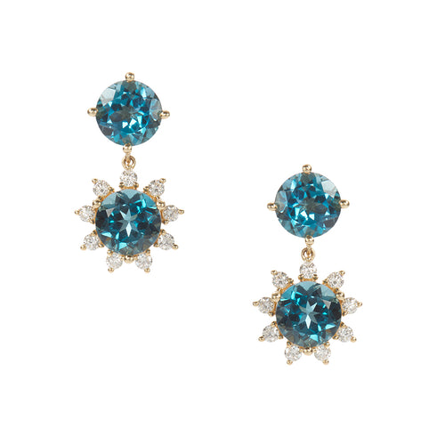 Blue Topaz Star Drop Earrings