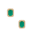 Emerald Halo Stud Earrings