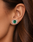 Emerald Rosecut Flower Studs
