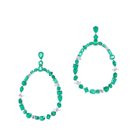 Emerald Graduated Drop Earrings