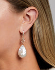 Baroque Pearl Diamond Cluster Drop Earrings