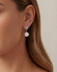 Rose Cut Diamond Pearl Drop Earrings