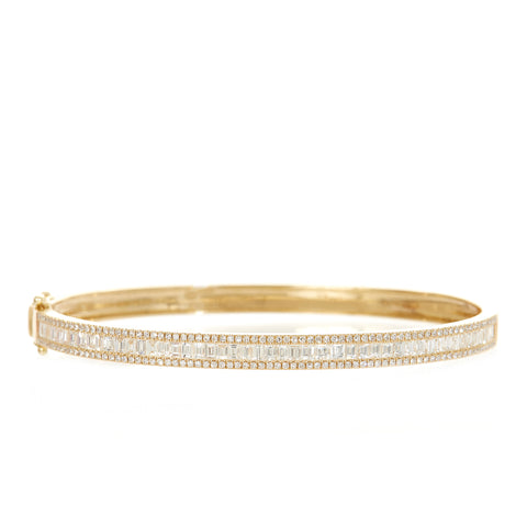 Round Baguette and Pave Diamond Rondelle Necklace