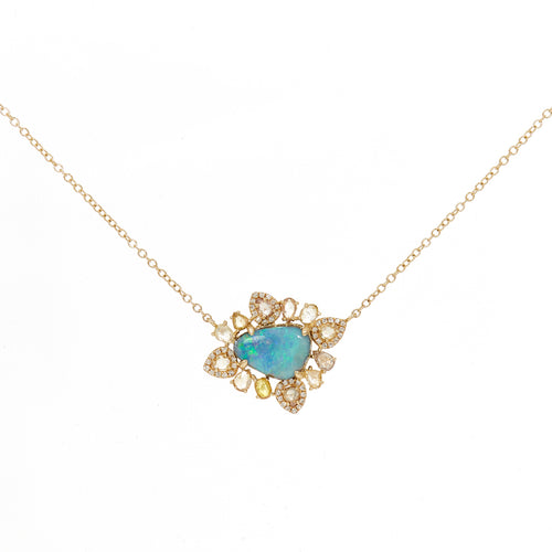 Rosecut Diamond and Opal Necklace