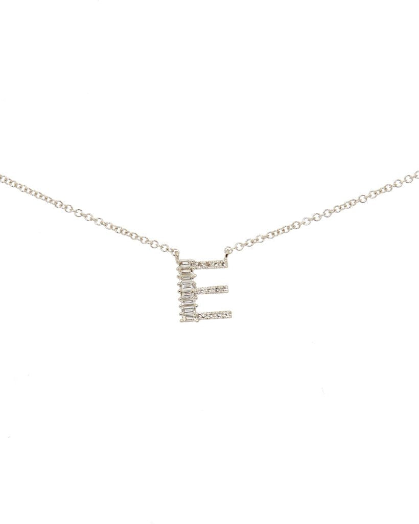 Initial Baguette Diamond Necklaces