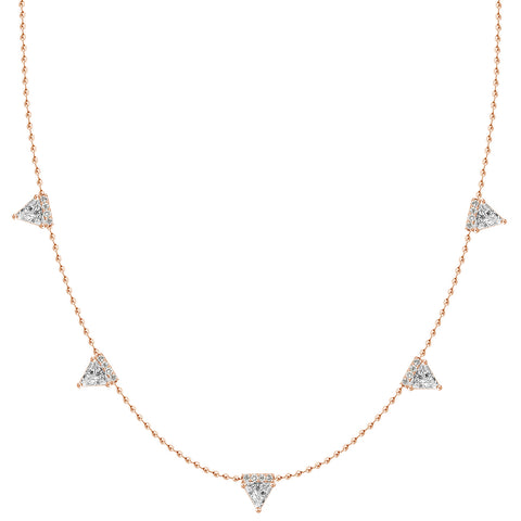 Round Baguette and Pave Diamond Rondelle Necklace