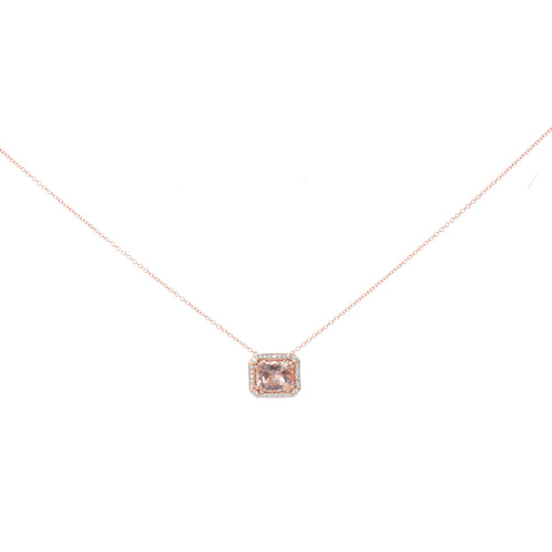 Pink Morganite Diamond Necklace