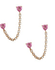 Pink Sapphire Chain Studs