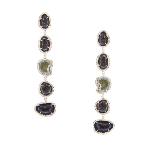 Anchor Geode Diamond Drop Earrings