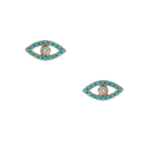 Turquoise Evil Eye Stud Earrings