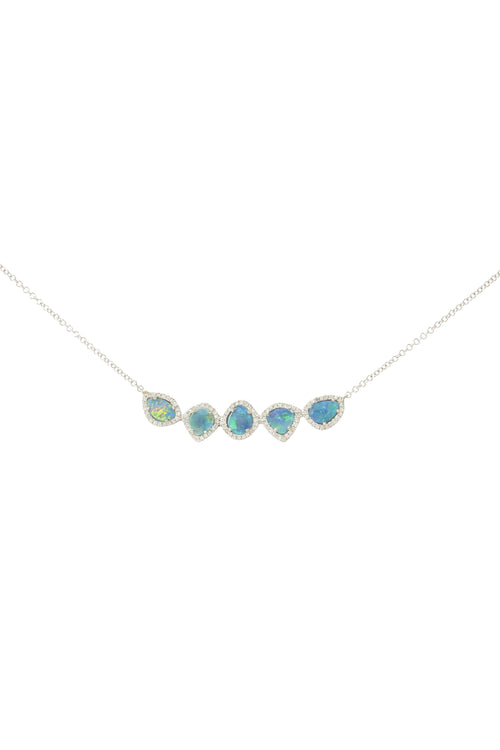 Five Opal Cluster Necklace